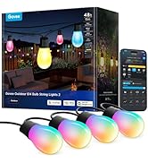 Govee S14 Bulb Outdoor String Lights 2, 48ft Smart RGBIC Warm White Patio Lights with 15 LED Bulb...