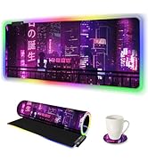 ARTSO Large RGB Gaming Mouse Pad Purple, Extended Soft Led Mouse Pad with 14 Lighting Modes, Wate...