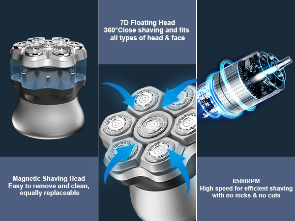 Head Shavers for Bald Men,travel shaver for bald men,7D electric shaver for bald men,bald razor mens