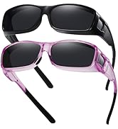 GEGURI Fit Over Glasses Polarized Sunglasses for Men &amp; Women, Stylish Wrap Around Design Sun Glas...