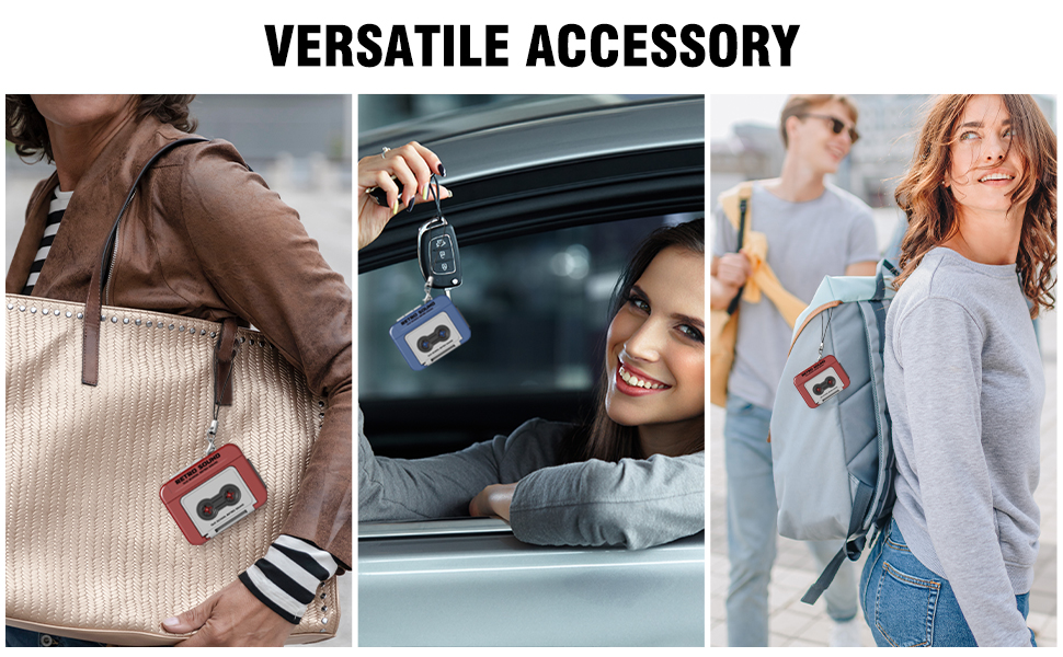 2 Pcs Creative Mini Tape Recorder Keychain Retro Cassette Player Portable Keychain Gifts