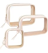 3Pcs Travel Clear Makeup Bag Set for Women, Transparent Toiletry Bag with Zipper Portable Makeup ...