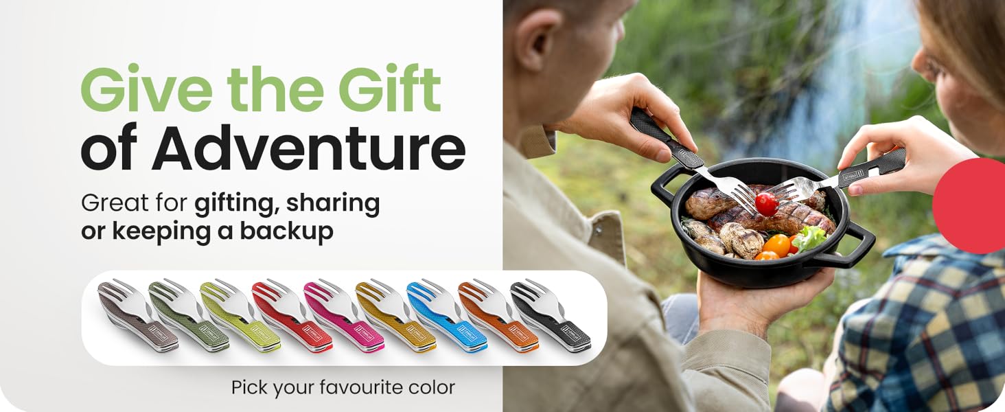 4-in-1 Camping Utensils 2-Pack Portable Travel Backpacking Cutlery
