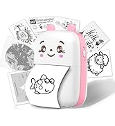 Qhzxcvlk Mini Thermal Printer with 5 Rolls Paper, Bluetooth Portable Inkless Printers Compatible ...