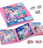 Magnetic Jigsaw Puzzles for Toddlers Kids 3-8 Girls,(3 36-Pieces) Travel Puzzles Toys for Kids Ag...