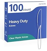 100 Count Heavy Duty Plastic Knives Disposable, BPA-Free Clear Plastic Knives,Suitable for Party,...