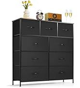 9-Drawer Dresser for Bedroom, Anti-Tip Tall Storage Organizer Chest of Drawers with Wooden Top an...