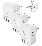 LENCENT 3 Pack Germany France Travel Power Adapter, Schuko Type E/F Power Plug Adaptor with 4 USB...