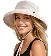 FURTALK Wide Brim Sun Hat with Ponytail Hole for Women UPF 80+ UV Protection Packable Bucket Hiki...