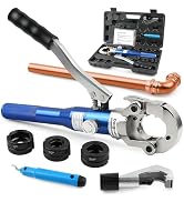 Delgada Copper Propress Tool Hydraulic Copper Pipe Crimping Tool with 1/2" 3/4" 1" Jaws, Pipe Cut...