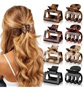 Oeusnael 8 PCS Medium Hair Clips for Women Girls - 2 Styles Rectangle Small Claw Clips for Thick ...