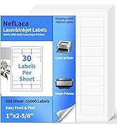 NefLaca 1"x2-5/8" Shipping Address Labels, Blank Mailing Labels, 30-UP White Self-Adhesive Name T...