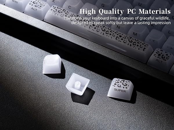 Womier Keyboard Keycaps Jelly, White Ceramic Keycaps Style, Leopard Print Key caps