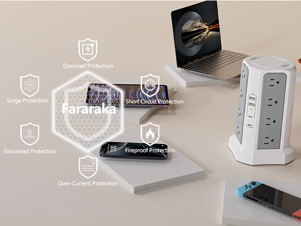 tower surge protector with usb ports