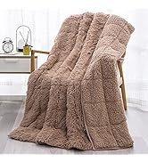 Wemore Faux Fur Sherpa Weighted Blanket, Brown, 60 x 80 Inches, 15lbs