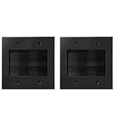 VCELINK 2 Gang Brush Wall Plate (Black, 2 Pack), Cable Pass Through Wire Hider for Cable Manageme...