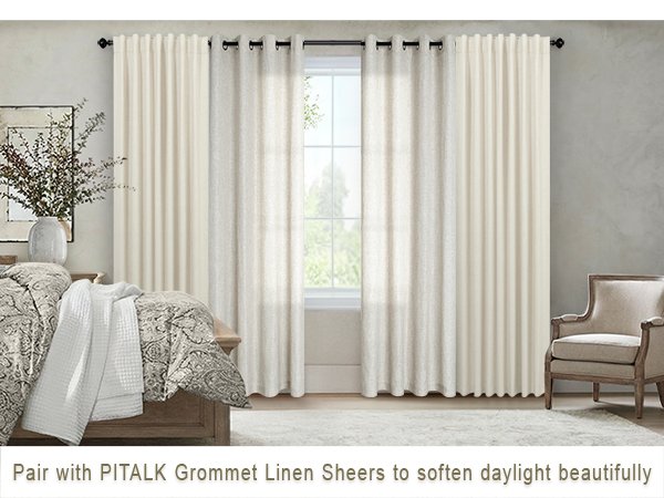 Pair with PITALK Grommet Linen Sheers to soften daylight beautifully.