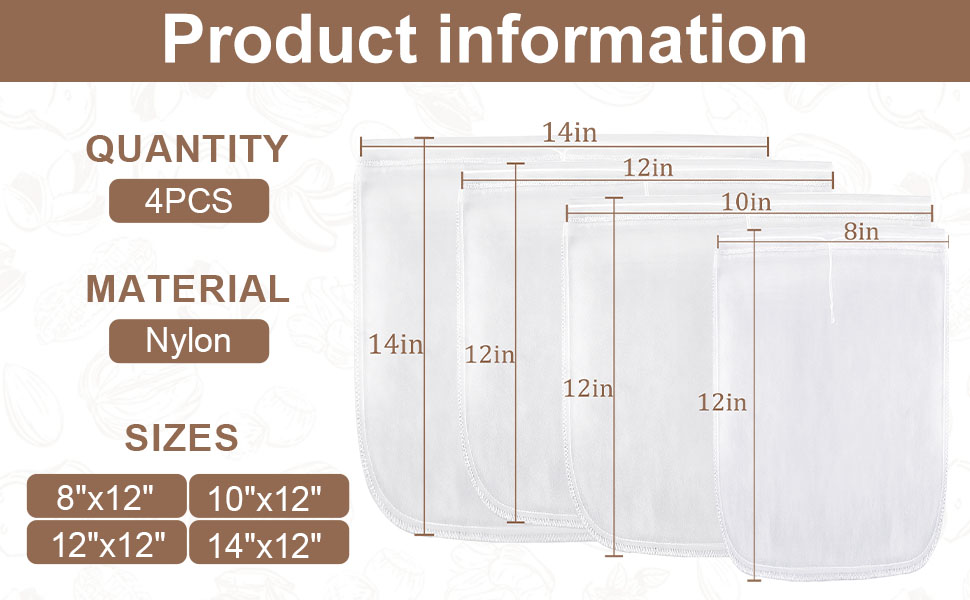 4PCS Nut Milk Bag