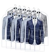 Garment Bags for Hanging Clothes (Set of 12) Suit Bags for Closet Storage, Plastic Waterproof Sui...