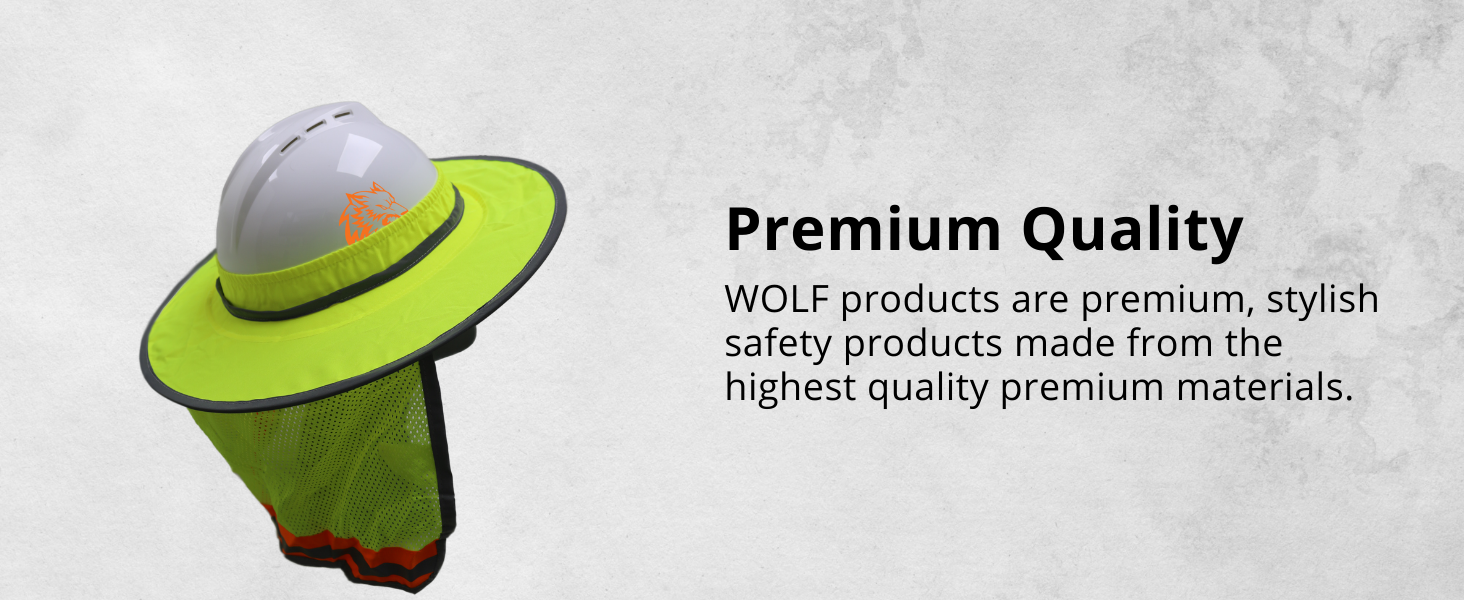 Wolf High-Visibility Reflective Full-Brim Hard Hat Mesh Sun Visor Neck Shade