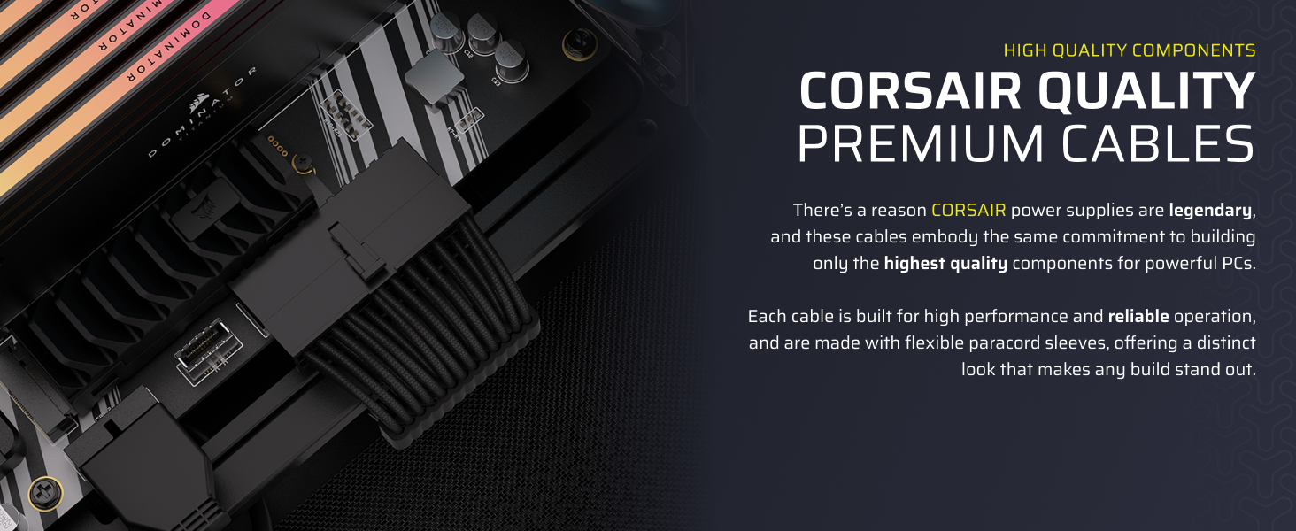 corsair elite premium PSU cables; individual sleeved cables; paracord; modular PC power supply