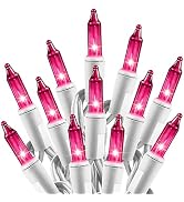 Christmas Pink Mini String Lights - 100 Count 25 Feet Detachable Incandescent Bulb Waterproof Fai...
