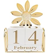 KINCHYGO, Wooden Perpetual Blocks Calendar for Desk Wood Month Date Display Blocks Sunflower for ...