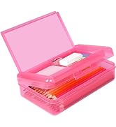 DANRONG Plastic Pencil Box, Large Capacity Pencil Case, Pencil Boxes Double Layer for Kids Adults...