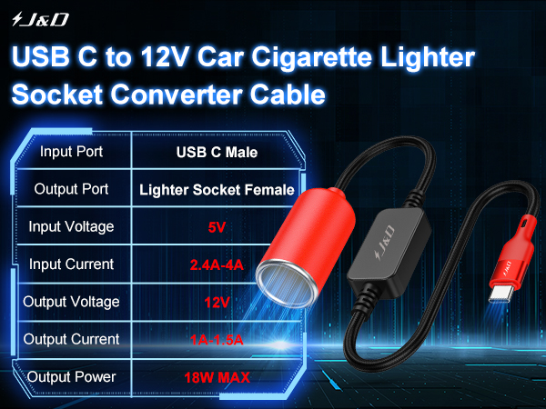 usb c cigarette lighter adapter, usb to 12v adapter, car lighter usb adapter, usb c to 12v adapter