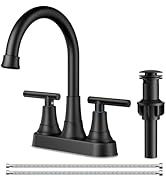 FORIOUS Matte Black Bathroom Faucets, 4 Inch Centerset Bathroom Faucet 2 or 3 Hole with Pop up Dr...