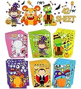 42 Sheets Halloween Party Favors Stickers for Kids, Halloween Crafts Make Your Own Halloween Stic...