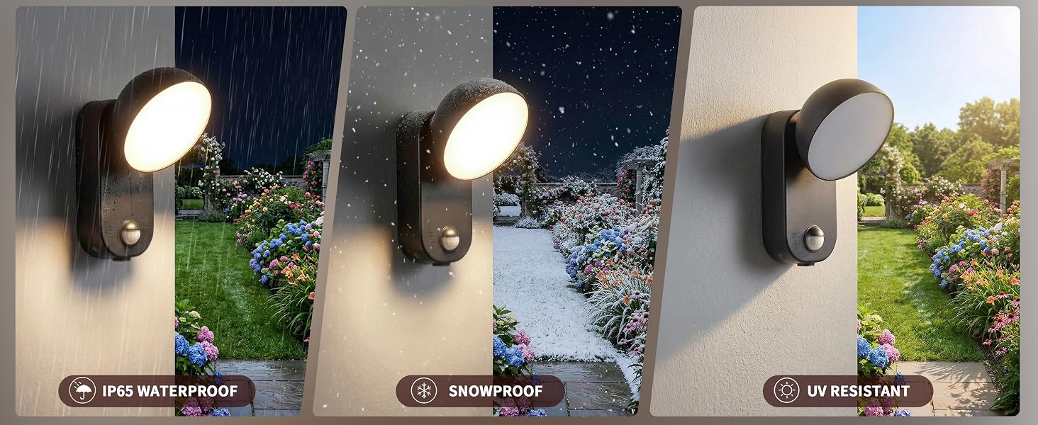 Series of outdoor wall-mounted security lights or cameras installed on white exterior wall, spaced evenly apart.