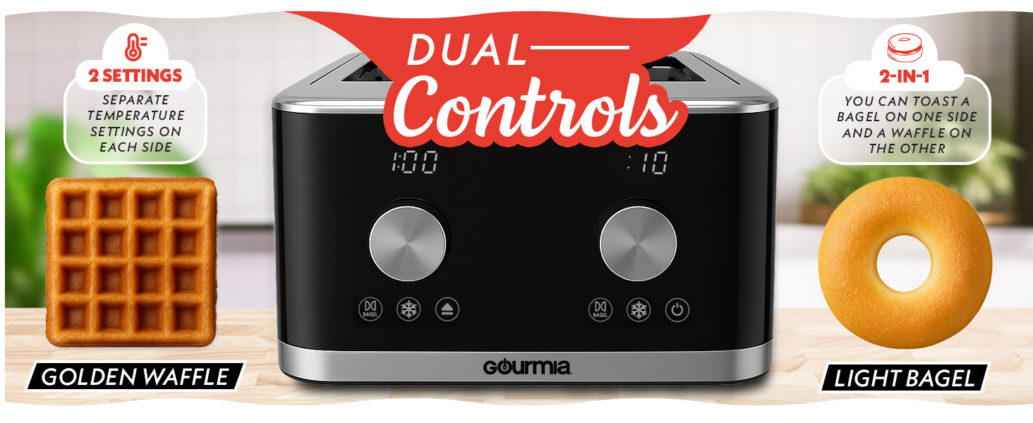 Toast Waffles and Bagles, Dual Control Toaster