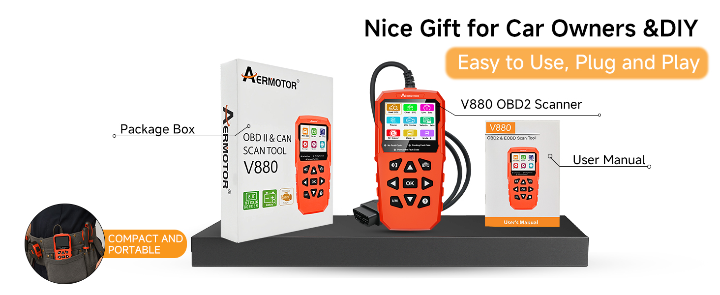 Compact and Portable OBD2 Scanner Diagnostic Tool