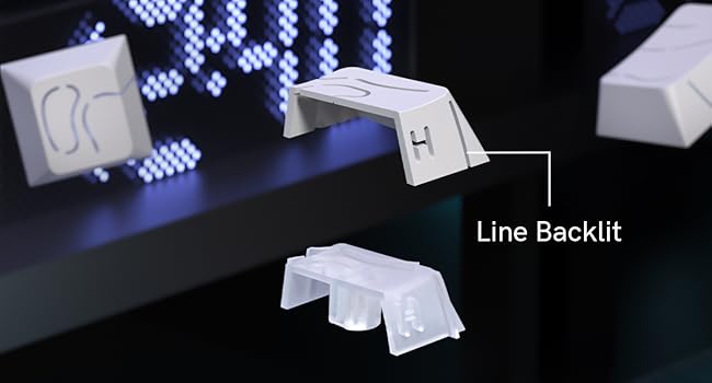 womier white topographic keycaps,line backlit,shine through key cap