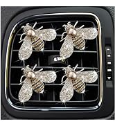 4 Pcs Bling Bee Air Vent Clips,Crystal Bee Car Air Fresheners Vent Clips Car Diffuser Vent Clip R...