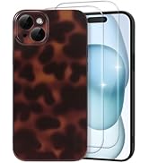MYY Cute Phone Case for iPhone 15 Case, [with 2X Screen Protector] Tortoise Shell Pattern Leopard...