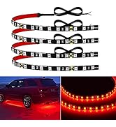 12V Led Light Strip 12" Connectable Red Led Strip Lights for Cars Motorcycle Golf Cart Boat Marin...