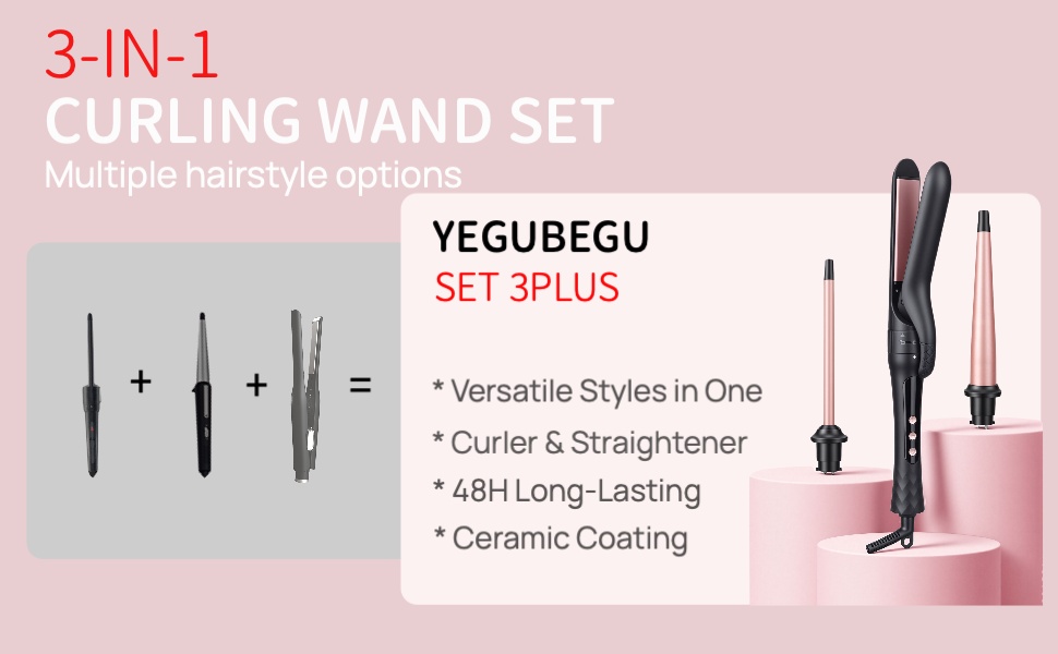 Curling wand set 3 in 1