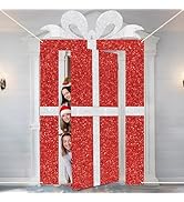 2pcs Christmas Door Cover Decorations Merry Christmas Bow Door Covers Xmas Gift Box Porch Banner ...