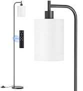 SIBRILLE Floor Lamp with Linen Shade, Dimmable Tall Standing Lamp with Remote Control &amp; 3 Color T...