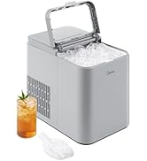 Midea MERI26B1AGY Countertop Bullet-Ice Maker, 8 Ice Bullets Ready in 6 Minutes, 26lbs/24H, Self-...