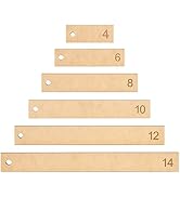 BENECREAT 6PCS Wooden Ribbon Tail Rulers, 4 6 8 10 12 14 Inch Rectangle Quilting Rulers Sewing To...