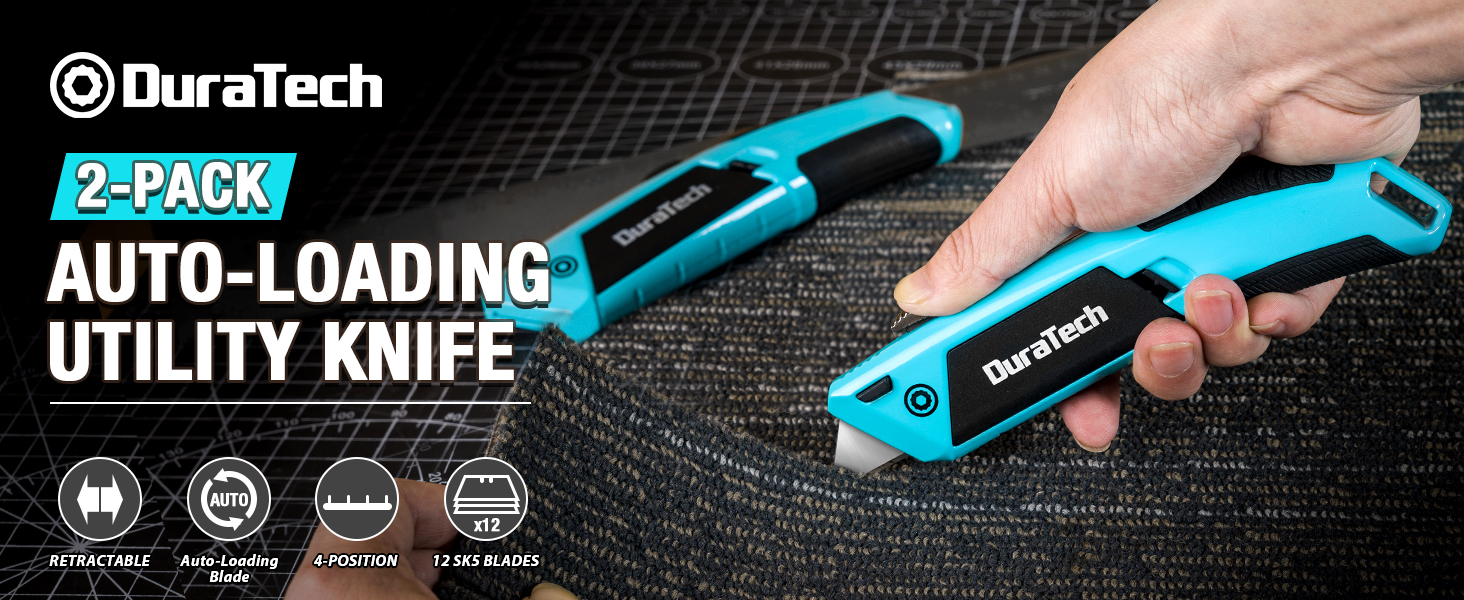 Auto-Loading Utility Knife Heavy Duty Retractable Box Cutter Quick-Change Razor Knife