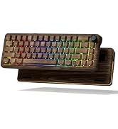 womier L65 60% Brown Mechanical Keyboard with Knob,4000mAh,Tri Mode USB-C/BT5.0/2.4G,RGB Backlit,...
