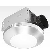 Homewerks 7117-01-BN Bathroom Integrated LED Light Ceiling Mount Exhaust Ventilation 1.1 Sones 80...