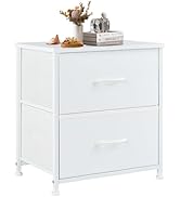 DUMOS Small Night Stand Set of 2 Fabric Drawer Dressers Short Bedside Tables for Room Organizatio...