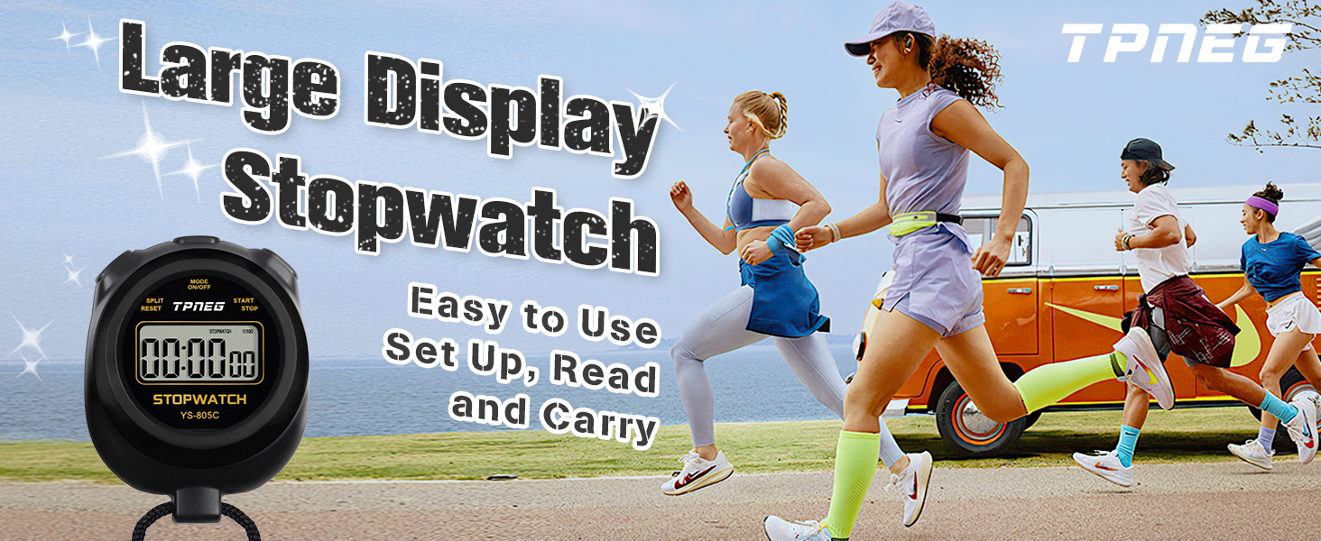 TPNEG Simple Stopwatch Timer - Easy to Use, Set Up, Read, and Carry