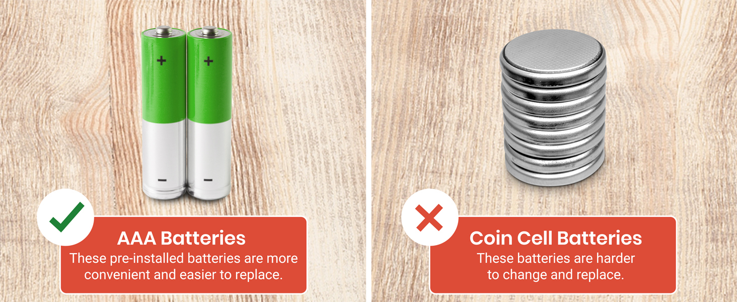 AAA batteries are easy to replace.