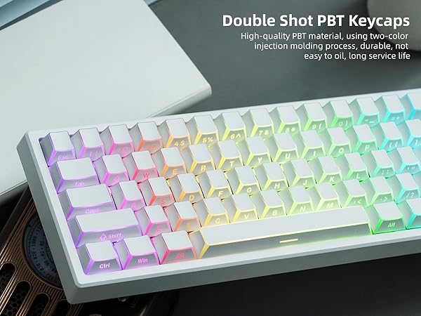 PBT Shine Through Keycaps Manga White, OEM Profile Side Printed Custom Key caps